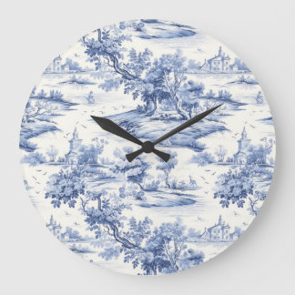 Blauw Toile de Jouy landelijke stijl ontwerp Grote Klok
