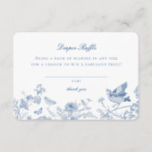 Blauw Toile De Jouy Luier Raffle Uitnodiging Invoe Informatiekaartje (Voorkant)