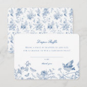 Blauw Toile De Jouy Luier Raffle Uitnodiging Invoe Informatiekaartje (Voorkant / Achterkant)