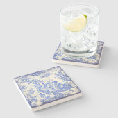  blauw Toile de Jouy paar gedrukt Stenen Onderzetter (Zijkant)
