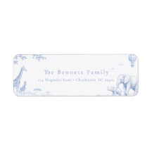 Blauw Toile De Jouy Safari Baby Shower Retouradres