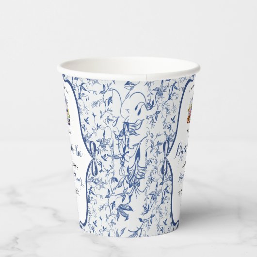 Blauw Toile de Jouy Theepartij Bruidscadeau Papieren Bekers (Rechts)