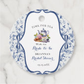 Blauw Toile de Jouy Theepartij Bruidsdouche Bedankjes Labels (Voorkant)