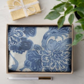 Blauw Toile Decoupage Vintage Botanisch Tissuepapier (Geschenk)