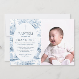 Blauw Toile doop dank u kaart, foto ontwerp Kaart