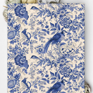 Blauw Toile du Jouy Bloemen fazant plakboek papier