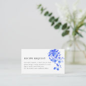 blauw toile floraal Vrijgezellenfeest recept Informatiekaartje (Staand voorkant)