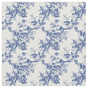 Blauw Toile Floral Branch Patroon Stof