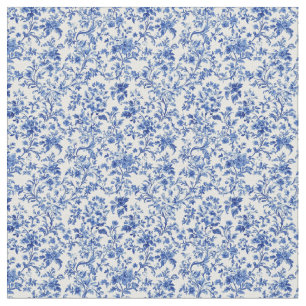 Blauw Toile Floral Vine Patroon Stof