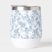 Blauw toile Frans monogram naam (Rechts)
