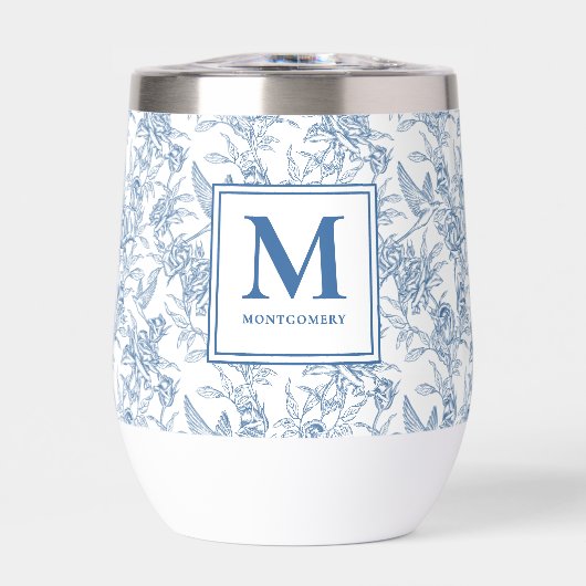 Blauw toile Frans monogram naam (Voorkant)