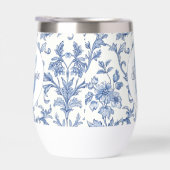 Blauw toile Frans monogram naam bloempatroon (Rechts)