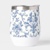 Blauw toile Frans monogram naam bloempatroon (Links)