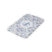 Blauw toile Frans monogram naam bloempatroon Badmat (Gekanteld)