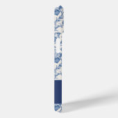 Blauw toile Frans monogram naam bloempatroon Case-Mate iPhone Case (Achterkant / Rechts)