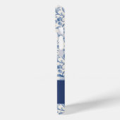 Blauw toile Frans monogram naam bloempatroon Case-Mate iPhone Case (Achterkant / Links)