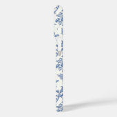 Blauw toile Frans monogram naam bloempatroon Case-Mate iPhone Case (Achterkant / Links)