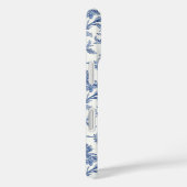 Blauw toile Frans monogram naam bloempatroon Case-Mate iPhone Case (Achterkant / Rechts)