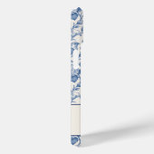 Blauw toile Frans monogram naam bloempatroon Case-Mate iPhone Case (Achterkant / Rechts)