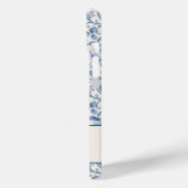 Blauw toile Frans monogram naam bloempatroon Case-Mate iPhone Case (Achterkant / Links)