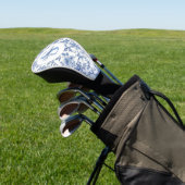 Blauw toile Frans monogram naam bloempatroon Golfheadcover (Insitu)