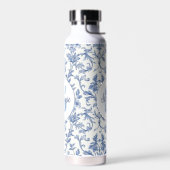 Blauw toile Frans monogram naam bloempatroon Waterfles (Links)