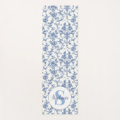 Blauw toile Frans monogram naam bloempatroon Yogamat (Voorkant)