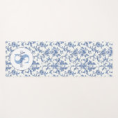 Blauw toile Frans monogram naam bloempatroon Yogamat (Voorkant (horizontaal))