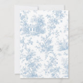 Blauw Toile Franse Beer Babyshower Uitnodiging (Achterkant)