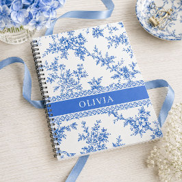Blauw toile gepersonaliseerde naam notitieboek