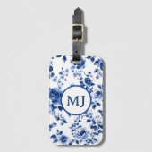 Blauw toile initieel bagagelabel (Voorkant (verticaal))
