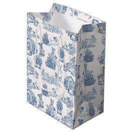 Blauw toile Jack Russell decor Medium Cadeauzakje