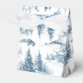 Blauw toile kerstpatroon bedankdoosjes (Voorkant Zijde)