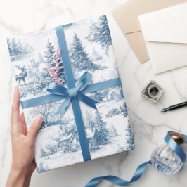 Blauw toile kerstpatroon cadeaupapier
