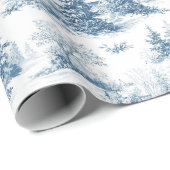 Blauw toile kerstpatroon cadeaupapier (Rol Hoek)