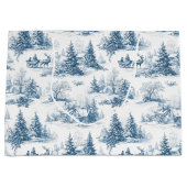 Blauw toile kerstpatroon groot cadeauzakje (Voorkant)