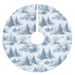 Blauw toile kerstpatroon kerstboom rok