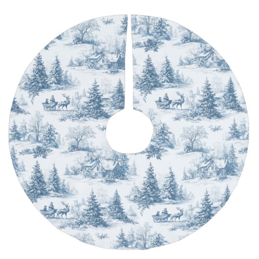 Blauw toile kerstpatroon  kerstboom rok (Voorkant)