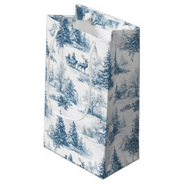 Blauw Toile Kerstpatroon Klein Cadeauzakje