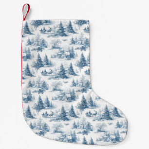 Blauw toile kerstpatroon kleine kerstsok