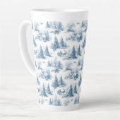 Blauw toile kerstpatroon latte mok (Linkerhoek)