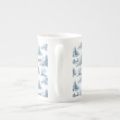 Blauw toile kerstpatroon  porselein kop (Achterkant)