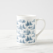 Blauw toile kerstpatroon  porselein kop (Rechts)