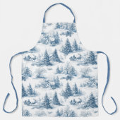Blauw toile kerstpatroon schort (Voorkant)