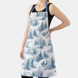 Blauw toile kerstpatroon schort