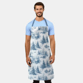 Blauw toile kerstpatroon schort (Gedragen)