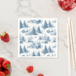 Blauw toile kerstpatroon servet