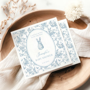 Blauw Toile Konijn Pasen Baby Jongen Shower Servet
