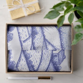 Blauw toile landschap Franse pastorale scènes Tissuepapier (Geschenk)