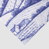 Blauw toile landschap Franse pastorale scènes Tissuepapier (Detail)